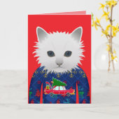 MEOWY CHRISTMAS FUNNY CAT GREETING CARD KARTE (Gelbe Blume)