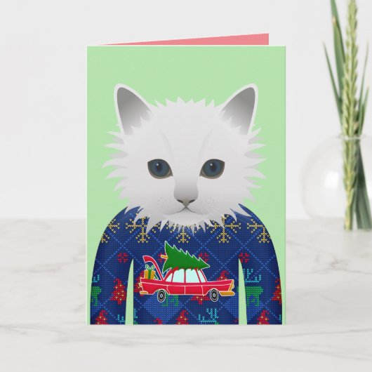 MEOWY CHRISTMAS FUNNY CAT GREETING CARDS KARTE (Vorderseite)