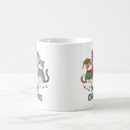 Meowy Christmas Funny Cat - Holiday Cat Lovers Kaffeetasse (Mittel)