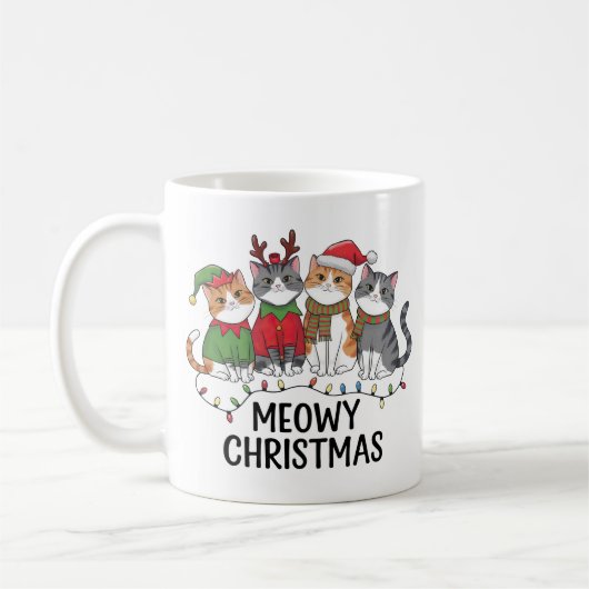 Meowy Christmas Funny Cat - Holiday Cat Lovers Kaffeetasse (Links)