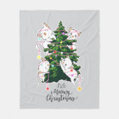 Meowy Christmas | Funny Cat Illustration Fleecedecke (Vorderseite)