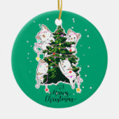 Meowy Christmas | Funny Cat Illustration Keramik Ornament (Vorne)