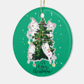 Meowy Christmas | Funny Cat Illustration Keramik Ornament (Links)