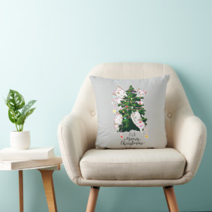 Meowy Christmas Funny Cat Illustration Kissen