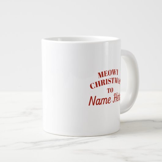 Meowy Christmas Funny Cat Lover Jumbo-Tasse (Vorderseite Rechts)