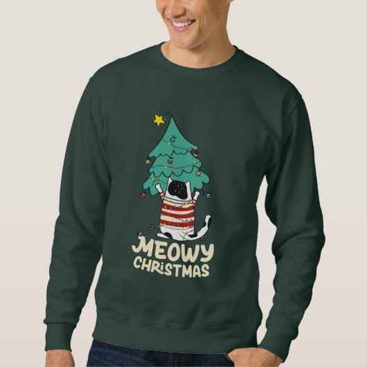 Meowy Christmas Funny Cat Lover Sweatshirt (Vorderseite)
