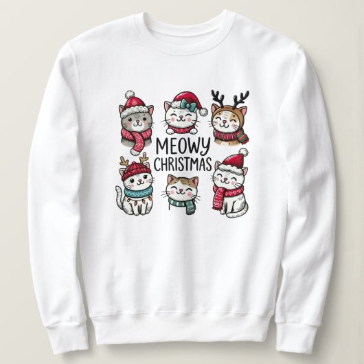 Meowy Christmas Funny Cat Lover Sweatshirt (Design vorne)