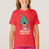 Meowy Christmas Funny Cat Lover T-Shirt (Vorderseite)