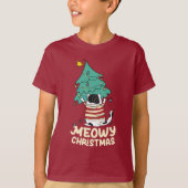 Meowy Christmas Funny Cat Lover T-Shirt (Vorderseite)