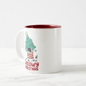 Meowy Christmas Funny Cat Lover Zweifarbige Tasse (Vorderseite Links)