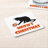 Meowy Christmas Funny Cat Rechteckiger Pappuntersetzer (angewinkelt)