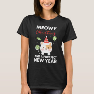 Meowy Christmas Funny Cat T-Shirt