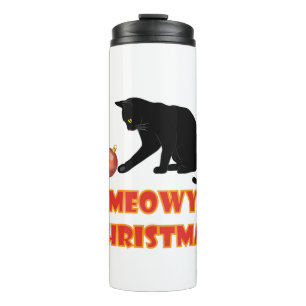 Meowy Christmas Funny Cat Thermosbecher