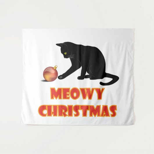 Meowy Christmas Funny Cat Wandteppich (Vorderseite (Horizontal))