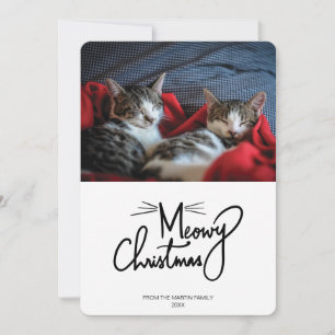 Meowy Christmas Funny Cat Weihnachtsfotokarte Feiertagskarte