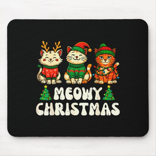 Meowy Christmas Funny Cat Xmas Kitten Cat Lover Me Mousepad (Vorne)