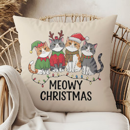 Meowy Christmas Funny Cats - Cute Holiday  Kissen