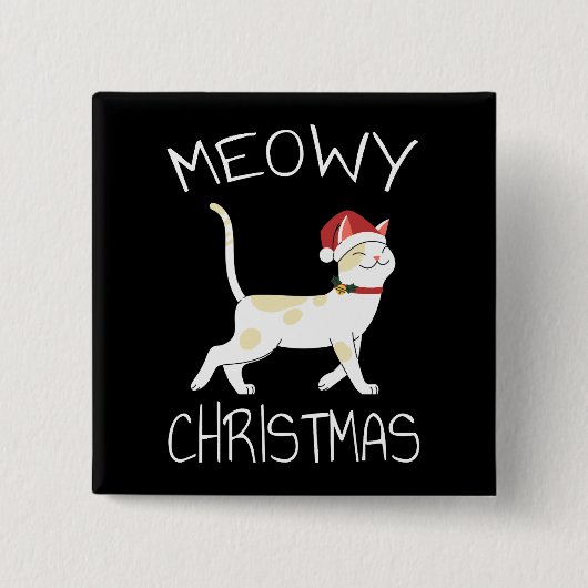 Meowy Christmas - Funny Christmas 2022 Button (Vorderseite)