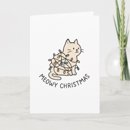 Meowy Christmas - Funny Christmas Card Feiertagskarte (Vorderseite)
