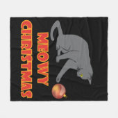 Meowy Christmas Funny Gray Cat Fleecedecke (Vorderseite (Horizontal))