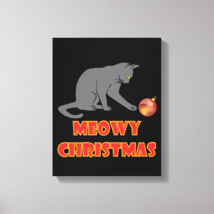 Meowy Christmas Funny Gray Cat Leinwanddruck