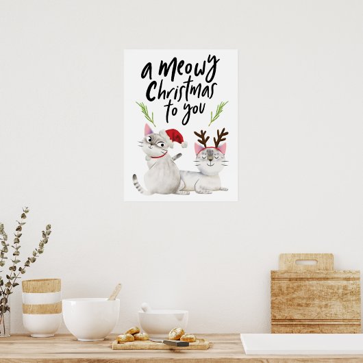 Meowy Christmas Funny Kitty Cat Poster (Küche)