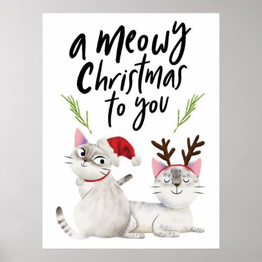 Meowy Christmas Funny Kitty Cat Poster (Vorne)