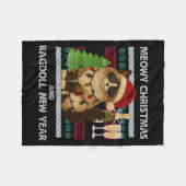 Meowy Christmas Funny Ragdoll Cat Santa Hat Ugly S Fleecedecke (Vorderseite (Horizontal))