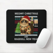 Meowy Christmas Funny Ragdoll Cat Santa Hat Ugly S Mousepad (Mit Mouse)