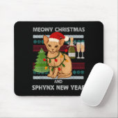 Meowy Christmas Funny Sphynx Cat Santa Hat Ugly Sw Mousepad (Mit Mouse)