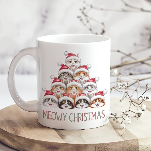 Meowy Christmas Funny Stacked Cats – Cute Holiday  Kaffeetasse