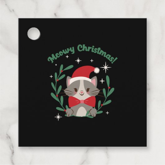Meowy Christmas Geschenkanhänger (Vorderseite)