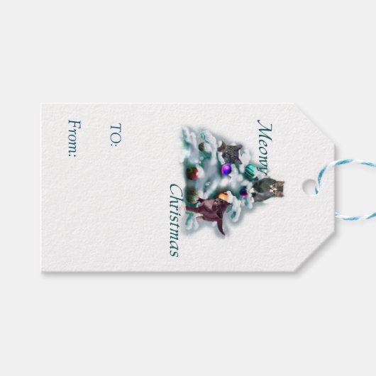 Meowy Christmas Geschenkanhänger (Vorderseite (Horizontal))