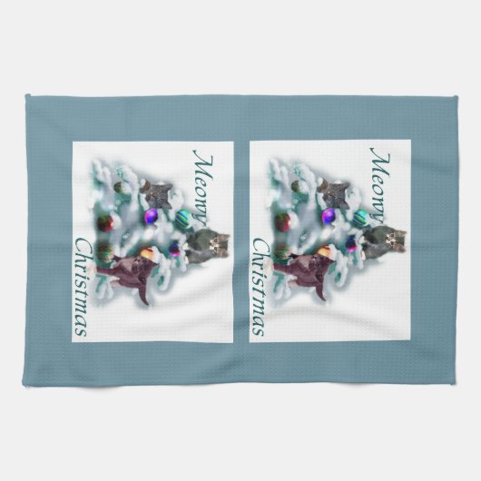 Meowy Christmas Geschirrtuch (Horizontal)