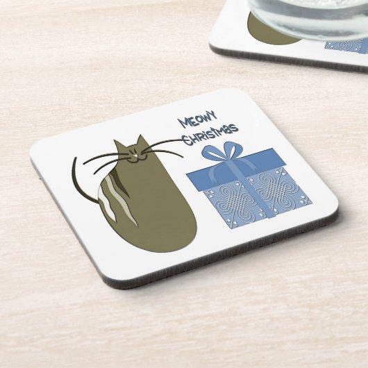 Meowy Christmas Getränkeuntersetzer (Linke Seite)
