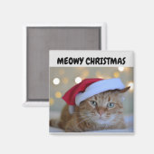 MEOWY CHRISTMAS GINGER CAT MAGNET (Vorderseite/Rückseite)