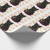 Meowy Christmas | glitzernde Goldschneeflocken Geschenkpapier (Ecke)
