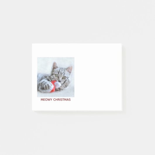 Meowy Christmas Gray Tabby Cat Post-it Klebezettel (Vorderseite)