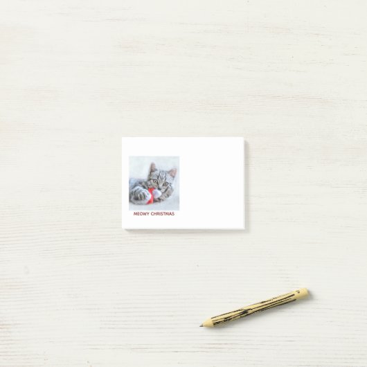 Meowy Christmas Gray Tabby Cat Post-it Klebezettel (Auf Schreibtisch)