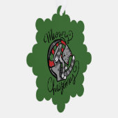 Meowy Christmas Grey Cat Art Ornament Karte (Rechts)