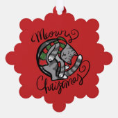 Meowy Christmas Grey Cat Art Ornament Karte (Rückseite)