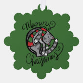 Meowy Christmas Grey Cat Art Ornament Karte (Vorderseite)
