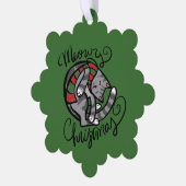 Meowy Christmas Grey Cat Art Ornament Karte (Linke Ecke)