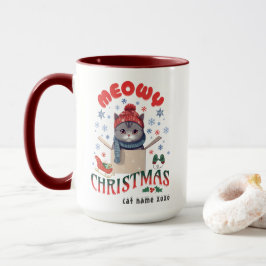 Meowy Christmas Grumpy Gray Cat Tasse