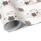 "Meowy Christmas & Happy Mew Year" Whimsical Geschenkpapier (Rolleneckpunkt)