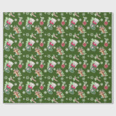 Meowy Christmas Happy Rentier auf Green Geschenkpapier (Flach)