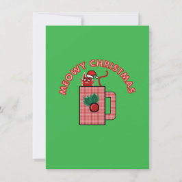 MEOWY CHRISTMAS Holiday Greeting Card Green Feiertagskarte