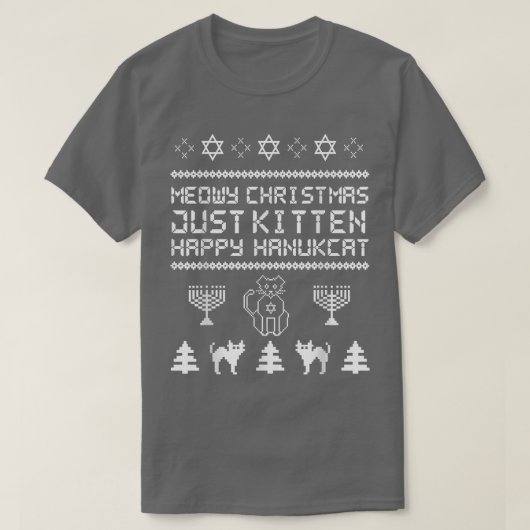 Meowy Christmas Just Kitten glücklich Hanukkah jüd T-Shirt (Design vorne)