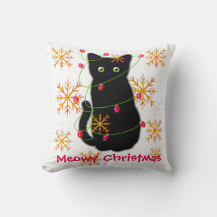 Meowy Christmas Katzenliebhaber Schwarzkatze Kissen