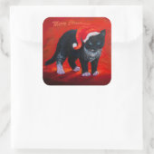 Meowy Christmas Kitty Quadratischer Aufkleber (Tasche)